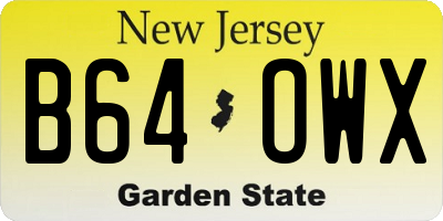 NJ license plate B64OWX