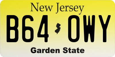 NJ license plate B64OWY