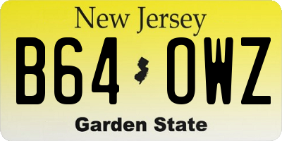 NJ license plate B64OWZ