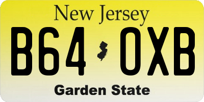 NJ license plate B64OXB