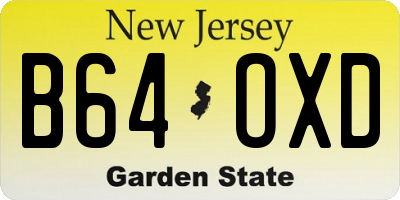 NJ license plate B64OXD
