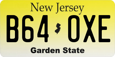 NJ license plate B64OXE