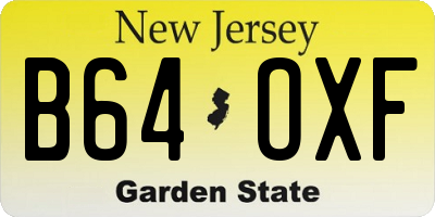 NJ license plate B64OXF