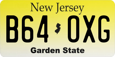 NJ license plate B64OXG