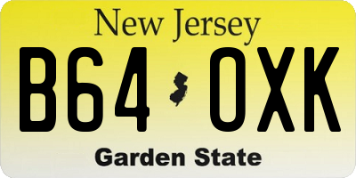 NJ license plate B64OXK