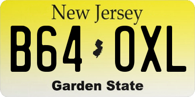 NJ license plate B64OXL