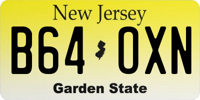 NJ license plate B64OXN