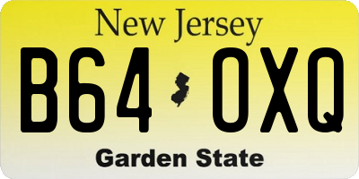 NJ license plate B64OXQ