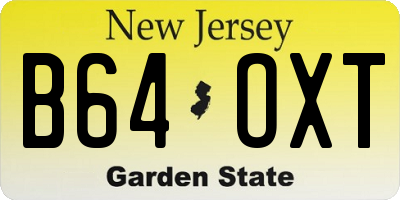 NJ license plate B64OXT