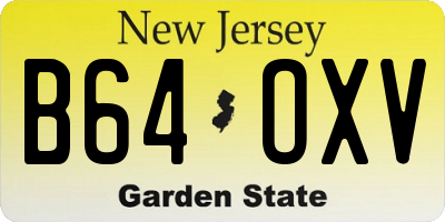 NJ license plate B64OXV