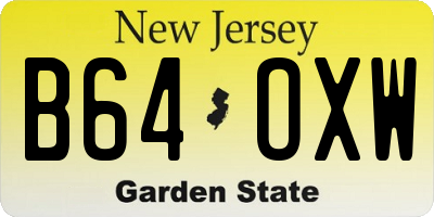 NJ license plate B64OXW