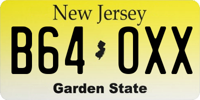 NJ license plate B64OXX
