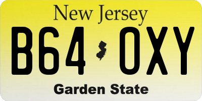 NJ license plate B64OXY