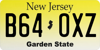 NJ license plate B64OXZ