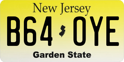 NJ license plate B64OYE