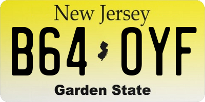 NJ license plate B64OYF