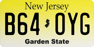 NJ license plate B64OYG