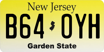 NJ license plate B64OYH