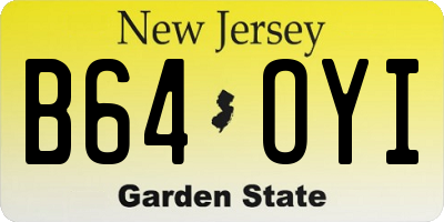 NJ license plate B64OYI