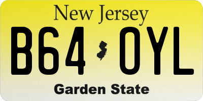 NJ license plate B64OYL