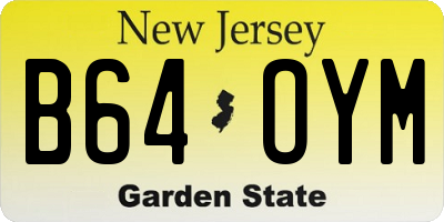 NJ license plate B64OYM