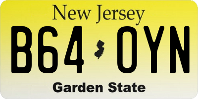 NJ license plate B64OYN