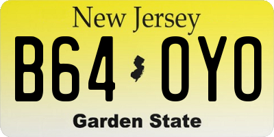 NJ license plate B64OYO