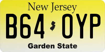NJ license plate B64OYP