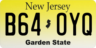NJ license plate B64OYQ
