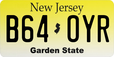 NJ license plate B64OYR