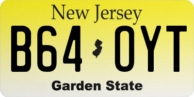 NJ license plate B64OYT