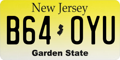 NJ license plate B64OYU