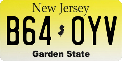 NJ license plate B64OYV