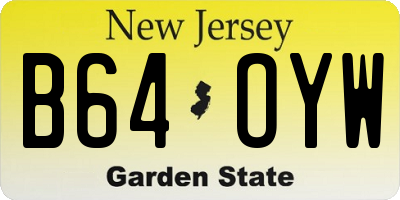 NJ license plate B64OYW