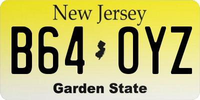 NJ license plate B64OYZ
