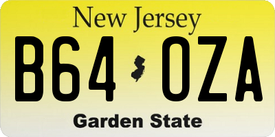 NJ license plate B64OZA