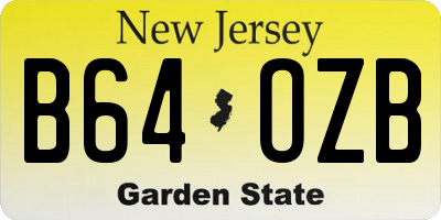 NJ license plate B64OZB