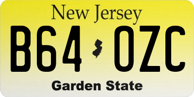 NJ license plate B64OZC