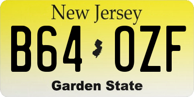 NJ license plate B64OZF