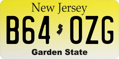NJ license plate B64OZG