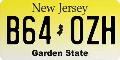NJ license plate B64OZH