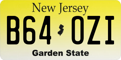 NJ license plate B64OZI