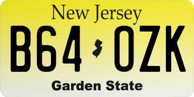NJ license plate B64OZK