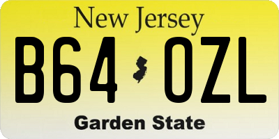 NJ license plate B64OZL