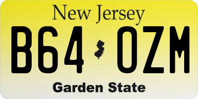 NJ license plate B64OZM