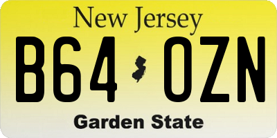 NJ license plate B64OZN