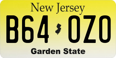 NJ license plate B64OZO