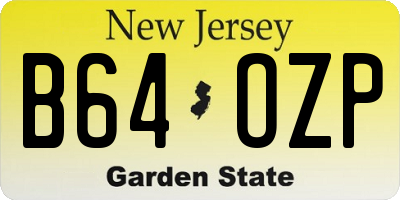 NJ license plate B64OZP