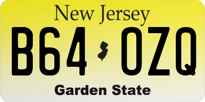 NJ license plate B64OZQ