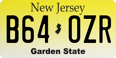NJ license plate B64OZR